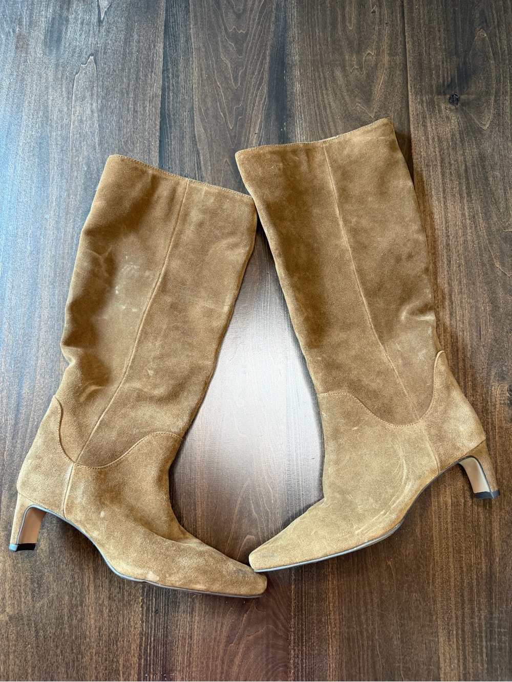 Vince Camuto Knee-High Suede Boots in Chestnut